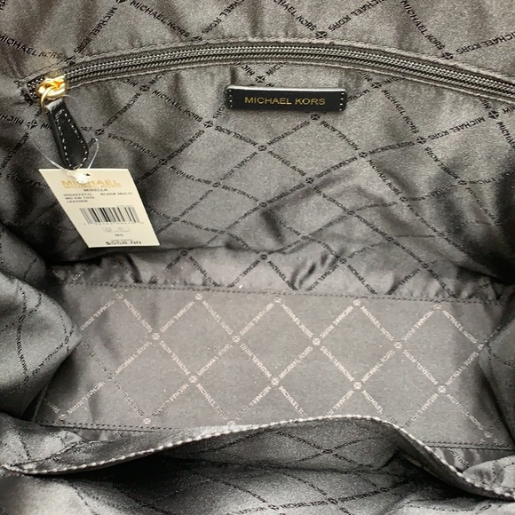 MICHAEL KORS 
Mirella Medium Pebbled Leather Tote Bag BLACK COLOR - Picture 11 of 15